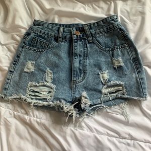 SHEIN Distressed Blue Denim Shorts